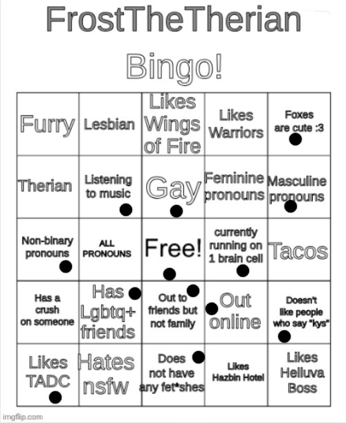 :3 | image tagged in frost the therians bingo | made w/ Imgflip meme maker