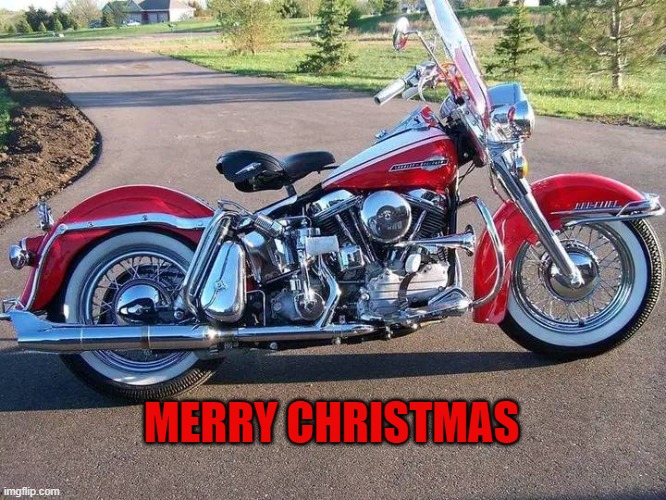 Red & White Panhead " MERRY CHRISTMAS" | MERRY CHRISTMAS | image tagged in harley davidson | made w/ Imgflip meme maker