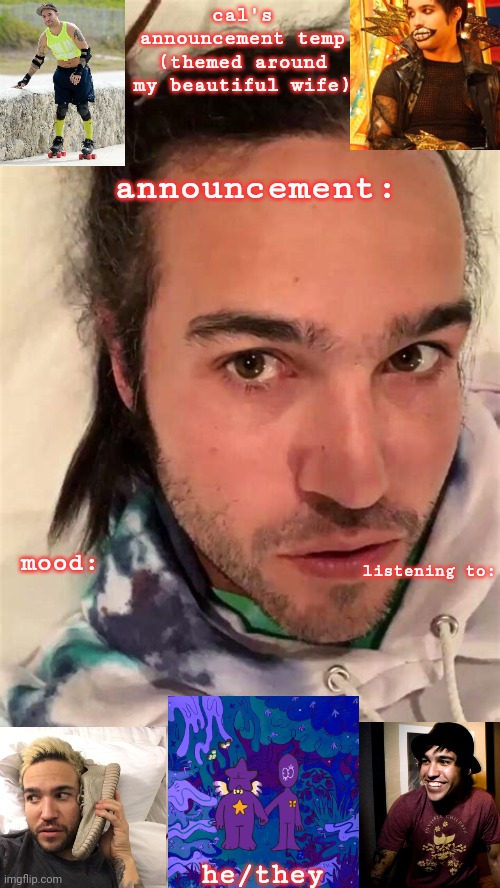 High Quality cals Pete Wentz announcement temp Blank Meme Template