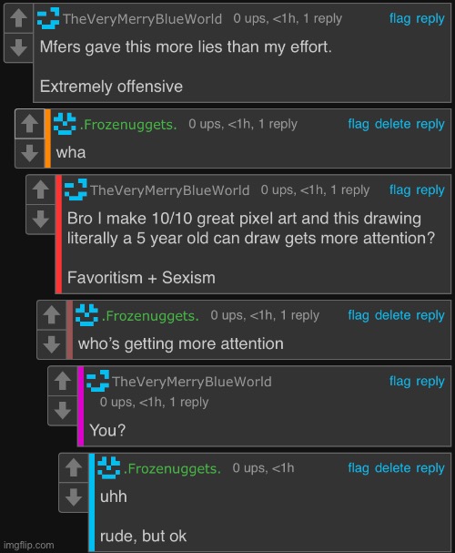 i post my art ONCE and this shit happens ☠️  blue takes yet another L | made w/ Imgflip meme maker