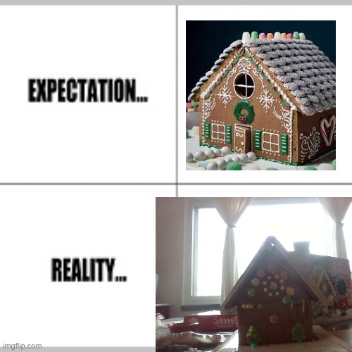 happens all the time | image tagged in expectation vs reality,gingerbread,christmas,help,front page plz | made w/ Imgflip meme maker