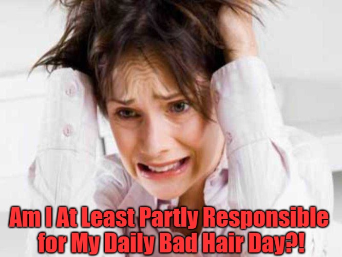 Light-Socket to Me | Am I At Least Partly Responsible 
for My Daily Bad Hair Day?! | image tagged in sufferers of tds,bad hair,upset,suffering,sudden realization,iffy punning | made w/ Imgflip meme maker