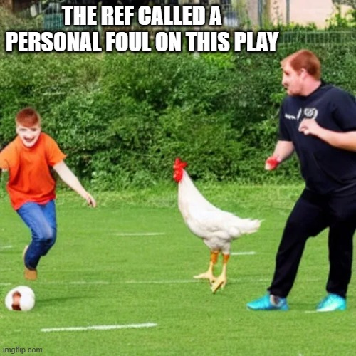 meme by Brad A personal foul sports | THE REF CALLED A PERSONAL FOUL ON THIS PLAY | image tagged in sports | made w/ Imgflip meme maker