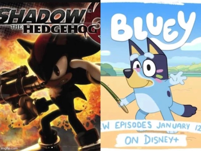 bluey is doing the shadow the hedgehog pose?! | image tagged in bluey doing the shadow the hedgehog pose o | made w/ Imgflip meme maker