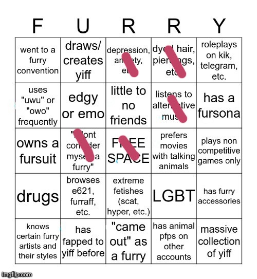 not a furry bye | image tagged in furry bingo v2 | made w/ Imgflip meme maker