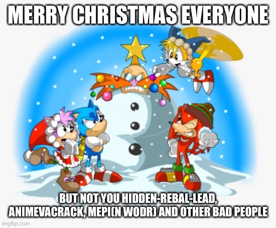 MERRY CHRISTMAS EVERYONE; BUT NOT YOU HIDDEN-REBAL-LEAD, ANIMEVACRACK, MEPI(N WODR) AND OTHER BAD PEOPLE | made w/ Imgflip meme maker