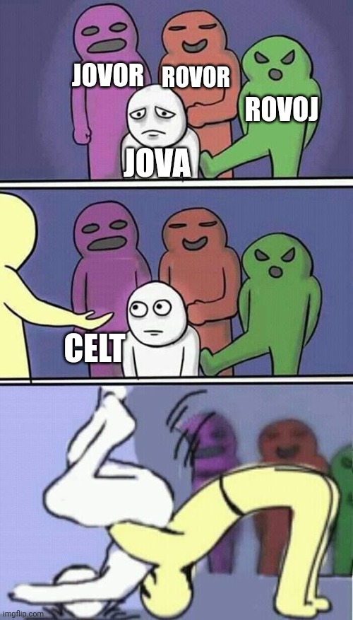 problems stress pain | JOVOR; ROVOR; ROVOJ; JOVA; CELT | image tagged in problems stress pain | made w/ Imgflip meme maker