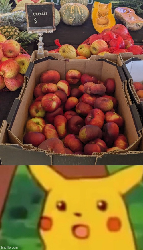 Pretty sure that ain't an orange | image tagged in memes,surprised pikachu,you had one job | made w/ Imgflip meme maker