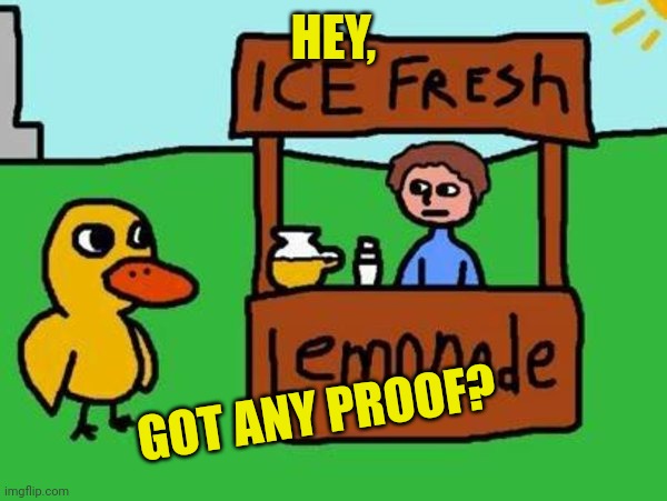 The Duck Song | HEY, GOT ANY PROOF? | image tagged in the duck song | made w/ Imgflip meme maker