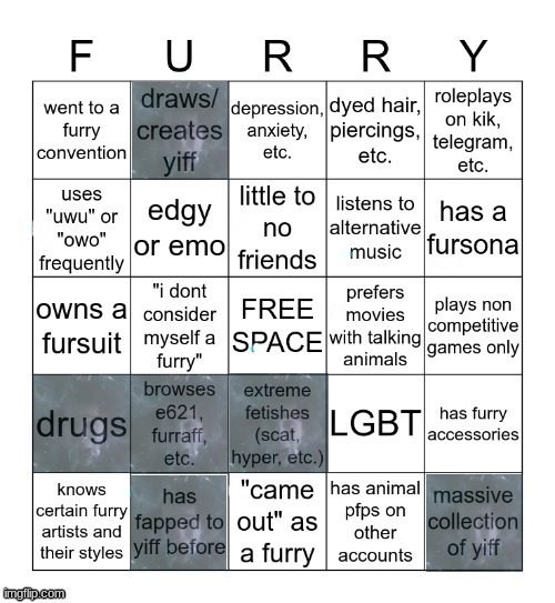 furry bingo but it's scared willy wonka | image tagged in furry bingo v2 | made w/ Imgflip meme maker