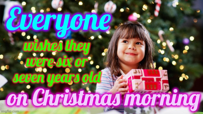 Sheer Wonder.  Sheer Joy | Everyone; wishes they were six or seven years old; on Christmas morning | image tagged in the best christmas gift,christmas morning,santa,excitement,memes,you'll shoot your eye out | made w/ Imgflip meme maker