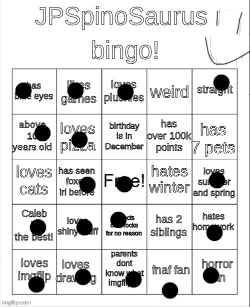 image tagged in jpspinosaurus bingo | made w/ Imgflip meme maker