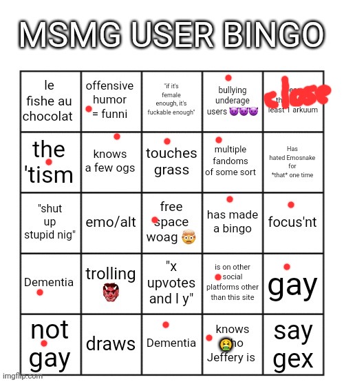 MSMG user bingo | 🤮 | image tagged in msmg user bingo | made w/ Imgflip meme maker