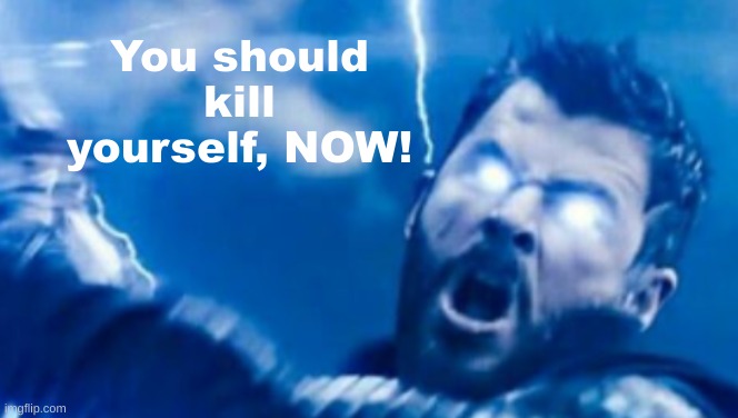 You should kill yourself, NOW! | made w/ Imgflip meme maker