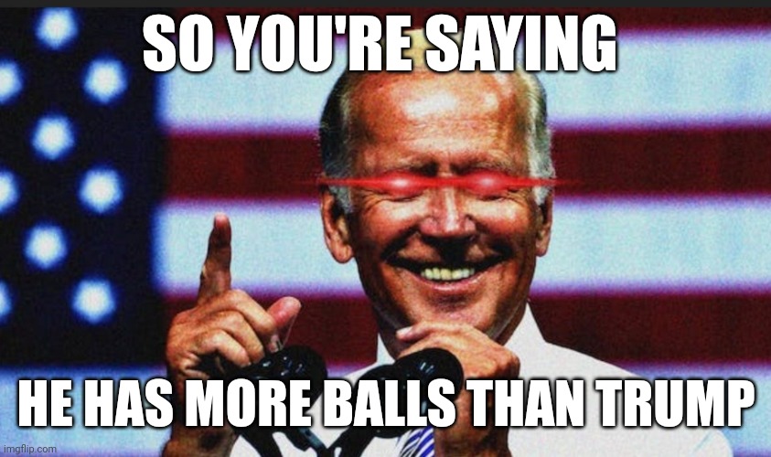 Dark Brandon | SO YOU'RE SAYING HE HAS MORE BALLS THAN TRUMP | image tagged in dark brandon | made w/ Imgflip meme maker