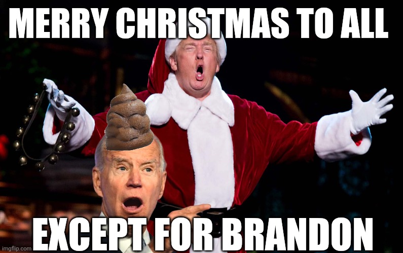 Donald Trump Christmas | MERRY CHRISTMAS TO ALL; EXCEPT FOR BRANDON | image tagged in donald trump | made w/ Imgflip meme maker