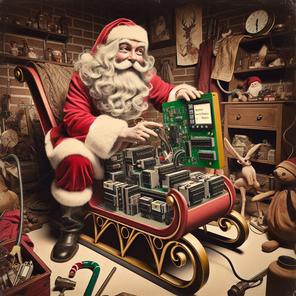 Santa repairing his plc driven sleigh Blank Meme Template