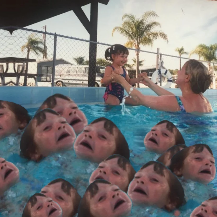 High Quality Mother ignoring multiple kids drowning in a pool Blank Meme Template