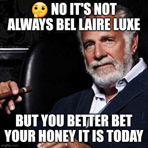 Beer guy | 🤔 NO IT'S NOT ALWAYS BEL LAIRE LUXE; BUT YOU BETTER BET YOUR HONEY IT IS TODAY | image tagged in beer guy | made w/ Imgflip meme maker