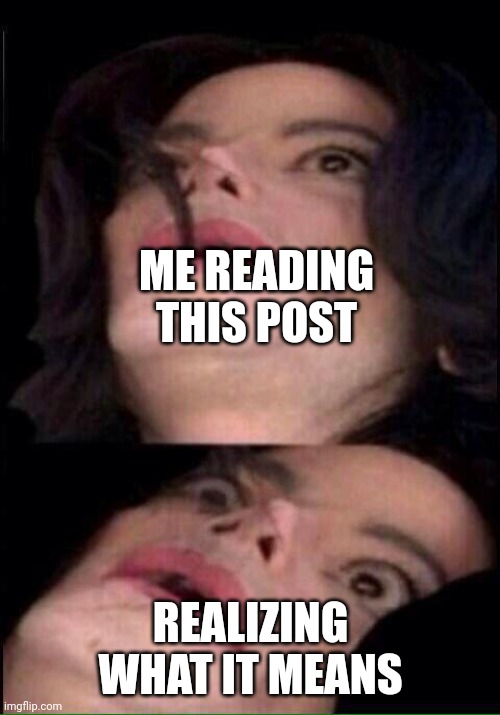Sudden Realization MJ | ME READING THIS POST REALIZING WHAT IT MEANS | image tagged in sudden realization mj | made w/ Imgflip meme maker