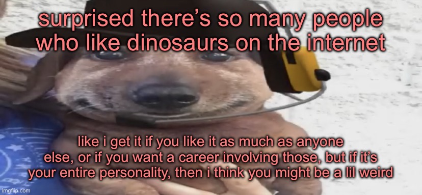 chucklenuts | surprised there’s so many people who like dinosaurs on the internet; like i get it if you like it as much as anyone else, or if you want a career involving those, but if it’s your entire personality, then i think you might be a lil weird | image tagged in chucklenuts | made w/ Imgflip meme maker