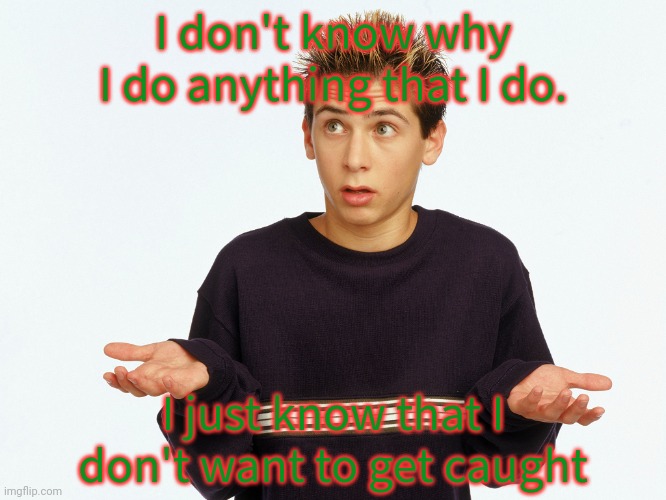 I don't know why I do anything that I do. I just know that I don't want to get caught | made w/ Imgflip meme maker