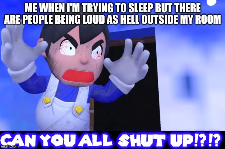 I'M TRYING TO SLEEP!!!! /j | ME WHEN I'M TRYING TO SLEEP BUT THERE ARE PEOPLE BEING LOUD AS HELL OUTSIDE MY ROOM | image tagged in it s gotta be perfect | made w/ Imgflip meme maker