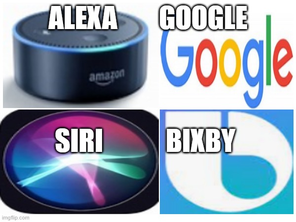 Assistant Gang's color | ALEXA        GOOGLE; SIRI            BIXBY | image tagged in cool | made w/ Imgflip meme maker