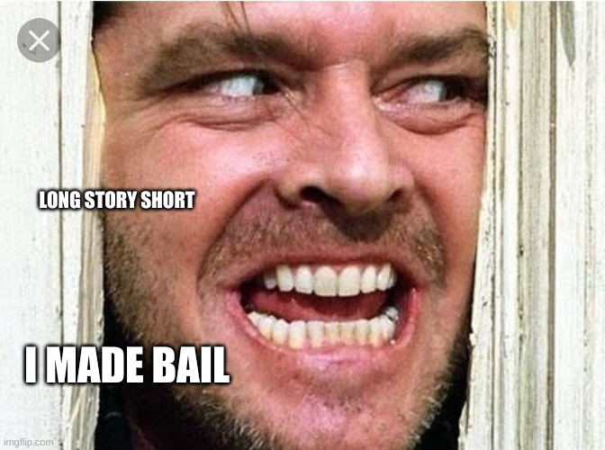 Jack Nickleson | LONG STORY SHORT; I MADE BAIL | image tagged in jack nickleson | made w/ Imgflip meme maker