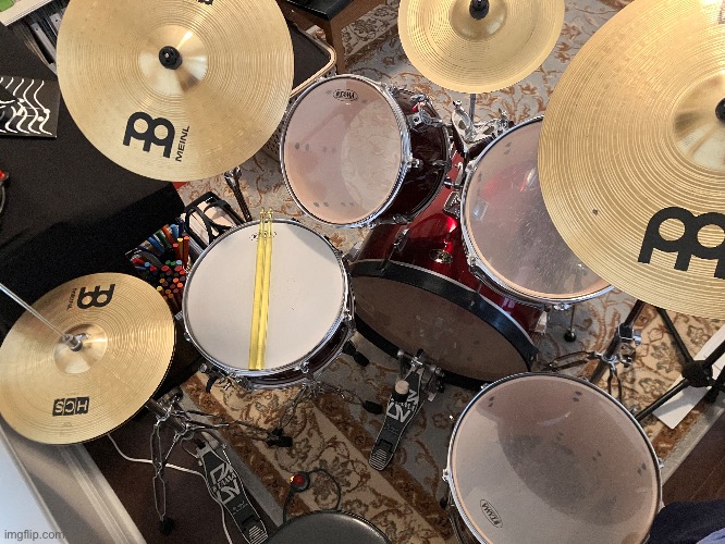 My drum kit which I am trying to learn | image tagged in drums | made w/ Imgflip meme maker