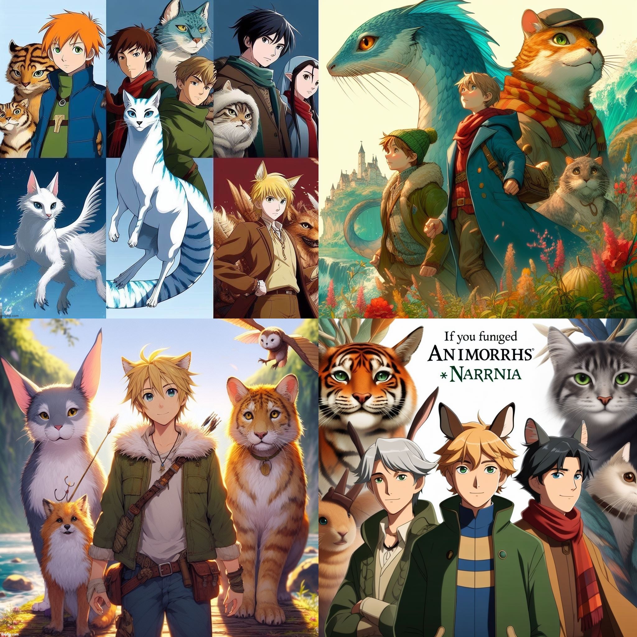 AI Bing: If you fused Animorphs, Redwall, and Narnia into an Anime. | image tagged in ai generated,animorphs,narnia,redwall,anime,fusion | made w/ Imgflip meme maker