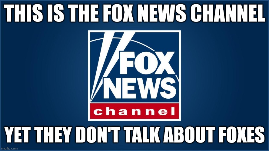 they probably have, they just weren't viral | THIS IS THE FOX NEWS CHANNEL; YET THEY DON'T TALK ABOUT FOXES | image tagged in fox news | made w/ Imgflip meme maker