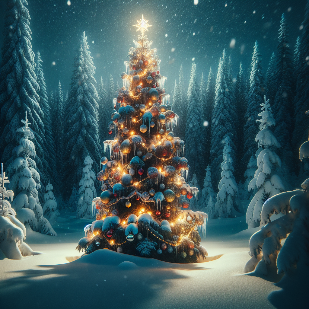 Christmas tree in woods Blank Meme Template