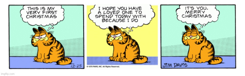 The first Garfield comic by Jim Davis | image tagged in comics/cartoons,garfield,christmas | made w/ Imgflip meme maker