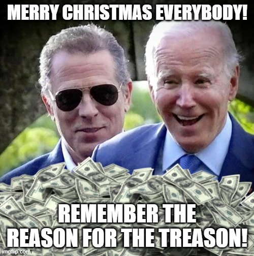 Hunter Biden and Cash | MERRY CHRISTMAS EVERYBODY! REMEMBER THE REASON FOR THE TREASON! | image tagged in hunter biden and cash | made w/ Imgflip meme maker