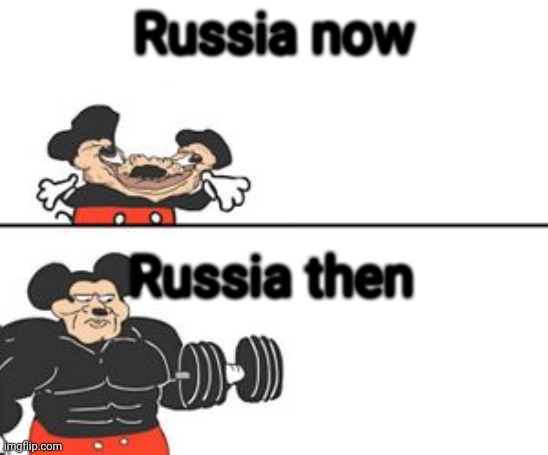 Buff Mokey | Russia now; Russia then | image tagged in buff mokey,russia,ussr | made w/ Imgflip meme maker