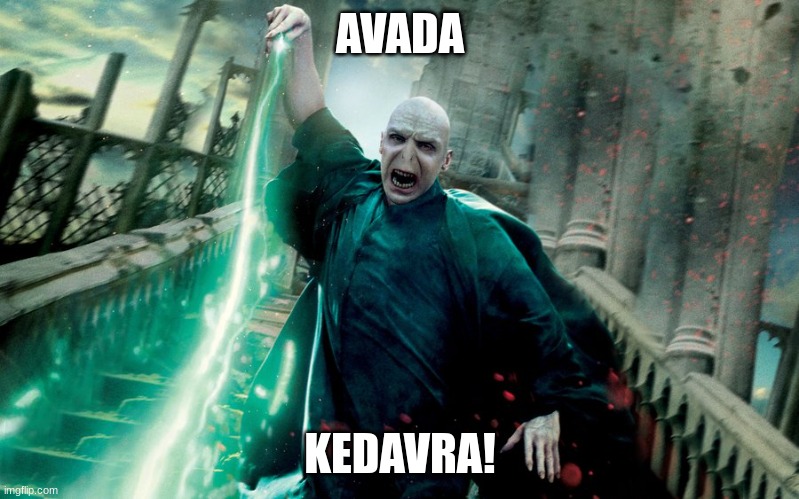 Voldemort avada kedavra | AVADA KEDAVRA! | image tagged in voldemort avada kedavra | made w/ Imgflip meme maker