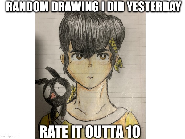 I dunno, just for fun | RANDOM DRAWING I DID YESTERDAY; RATE IT OUTTA 10 | image tagged in ranma,rumiko,ranma1/2,ryogahibiki,ryoga,p-chan | made w/ Imgflip meme maker