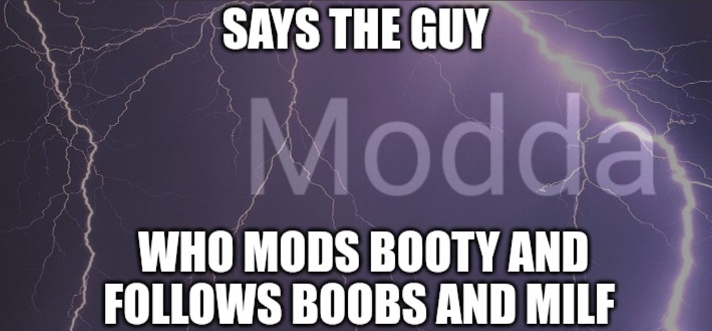 Says the guy who mods booty stream Blank Meme Template