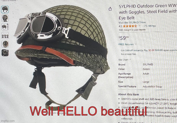 That is a dope ass lookin helmet right there | Well HELLO beautiful | made w/ Imgflip meme maker
