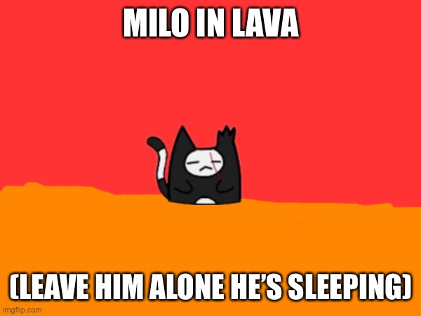 Shhhh | MILO IN LAVA; (LEAVE HIM ALONE HE’S SLEEPING) | made w/ Imgflip meme maker