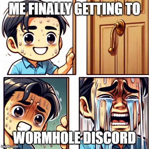 ME FINALLY GETTING TO; WORMHOLE DISCORD | image tagged in wormhole | made w/ Imgflip meme maker