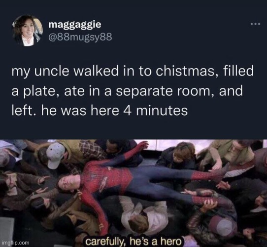 Uncle rocks | image tagged in carefully he's a hero,uncle,christmas,my hero academia | made w/ Imgflip meme maker