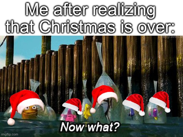 This happens to me all the time after Christmas | Me after realizing that Christmas is over: | image tagged in memes,christmas memes,now what,brain | made w/ Imgflip meme maker