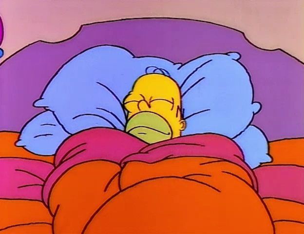 High Quality happy homer in bed Blank Meme Template