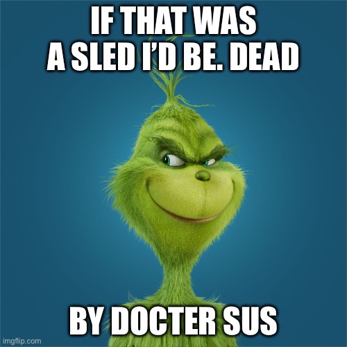 New dr Sus book | IF THAT WAS A SLED I’D BE. DEAD; BY DOCTER SUS | image tagged in navidad-grinch | made w/ Imgflip meme maker