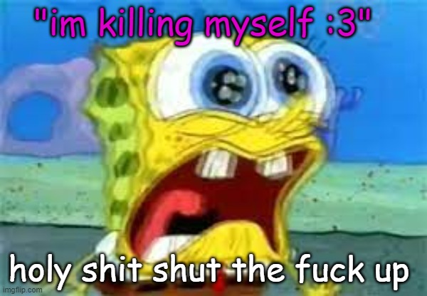 i girl i saw in school acted like this | "im killing myself :3"; holy shit shut the fuck up | made w/ Imgflip meme maker