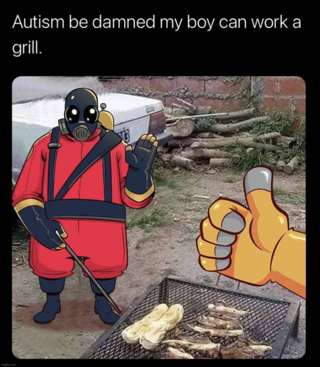 Engineer and Pyro probably make the best barbecues, either that or Sniper and Saxton Hale | made w/ Imgflip meme maker