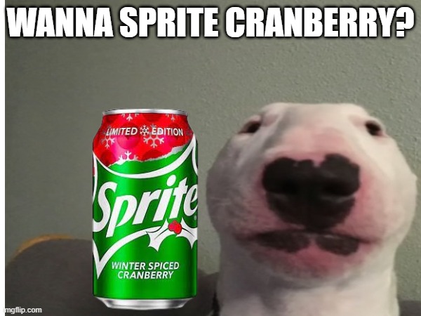 Sprite Walter | WANNA SPRITE CRANBERRY? | image tagged in dumb | made w/ Imgflip meme maker