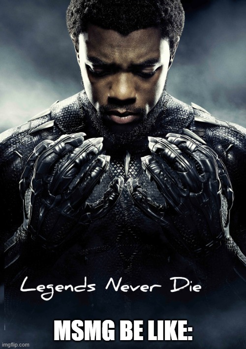 Legends never die | MSMG BE LIKE: | image tagged in legends never die | made w/ Imgflip meme maker
